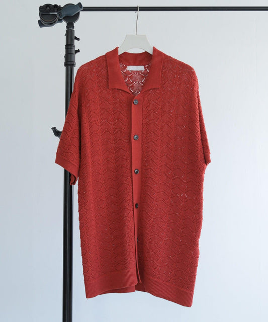 男女同款 可水洗 蕾絲針織開衫（五分袖）