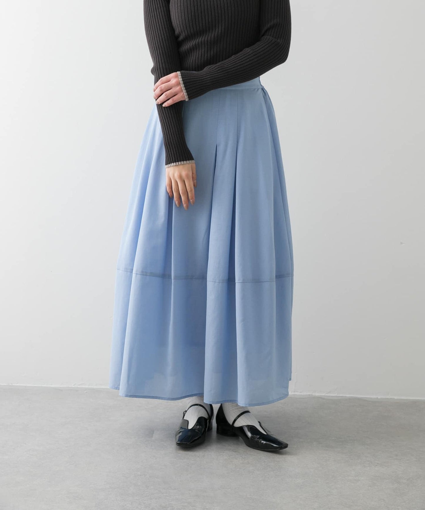 褶皺蓬鬆繭型半身裙