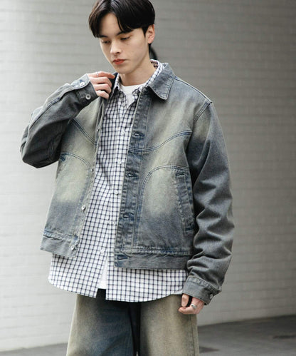 中性款 可搭配套裝 復古風牛仔夾克