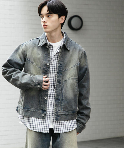 中性款 可搭配套裝 復古風牛仔夾克