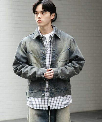 中性款 可搭配套裝 復古風牛仔夾克