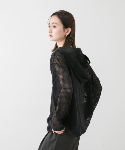 連帽網紗上衣