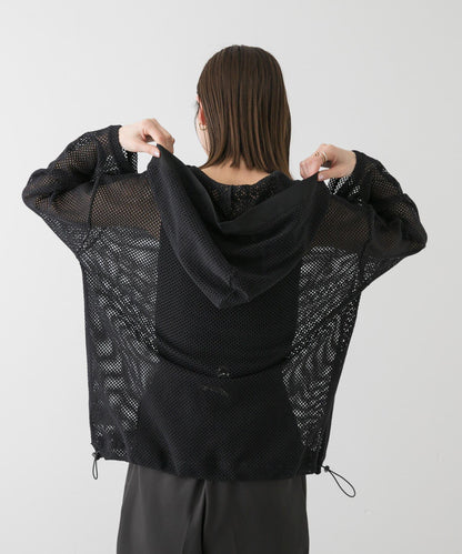 連帽網紗上衣