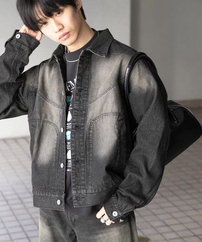 中性款 可搭配套裝 復古風牛仔夾克