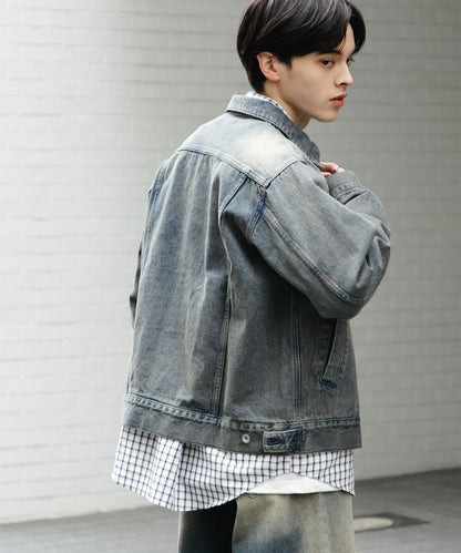 中性款 可搭配套裝 復古風牛仔夾克