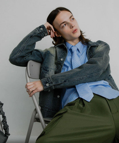 中性款 可搭配套裝 復古風牛仔夾克