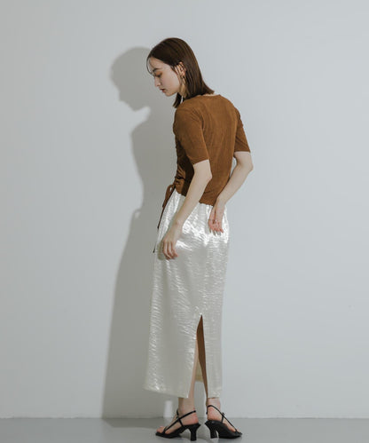 鏤空褶皺上衣（五分袖）