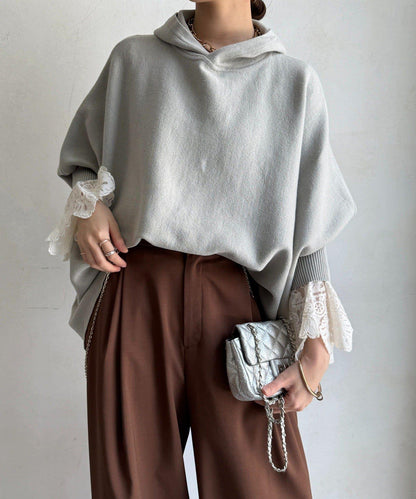 連帽斗篷針織衫