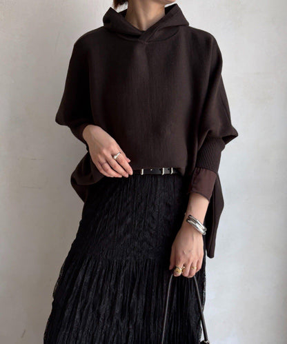 連帽斗篷針織衫