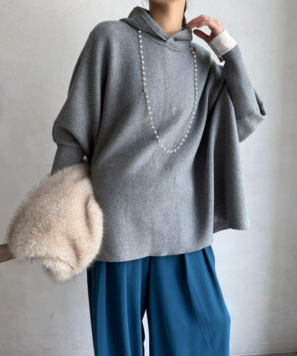 連帽斗篷針織衫