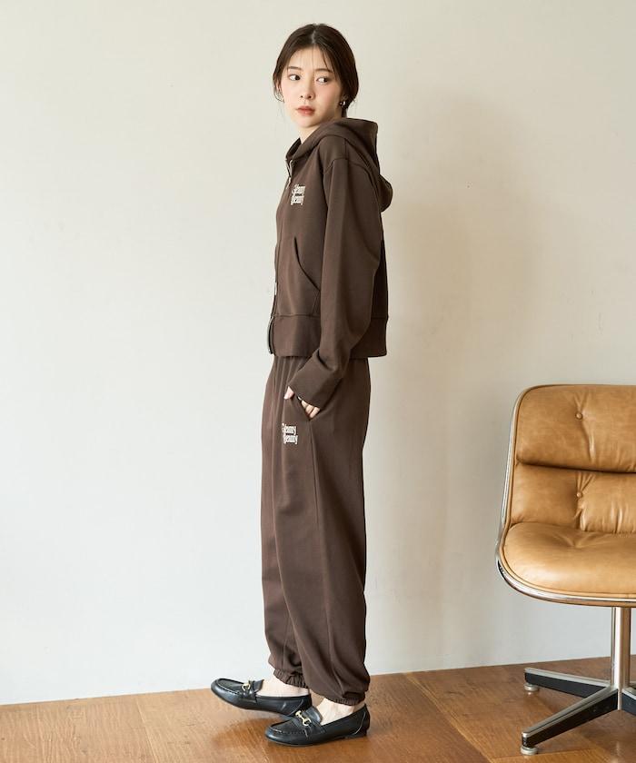 標誌刺繡加絨全拉鍊連帽衛衣（可搭配套裝）