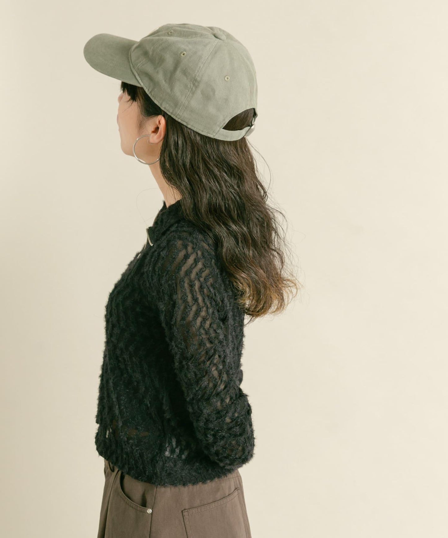 前拉鍊羽毛長袖T恤