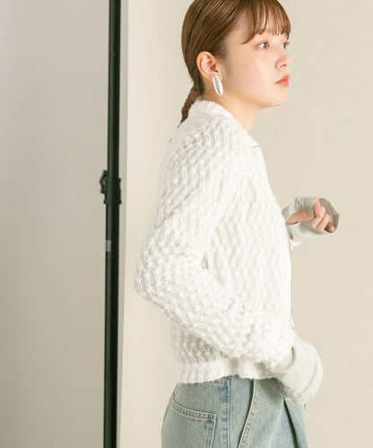 前拉鍊羽毛長袖T恤