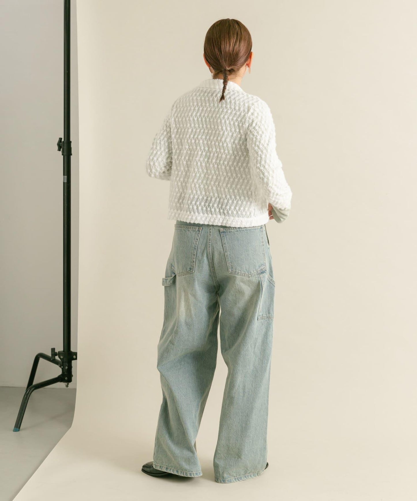 前拉鍊羽毛長袖T恤