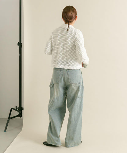 前拉鍊羽毛長袖T恤