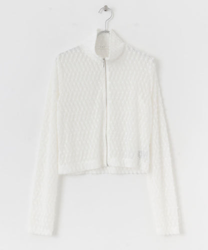 前拉鍊羽毛長袖T恤