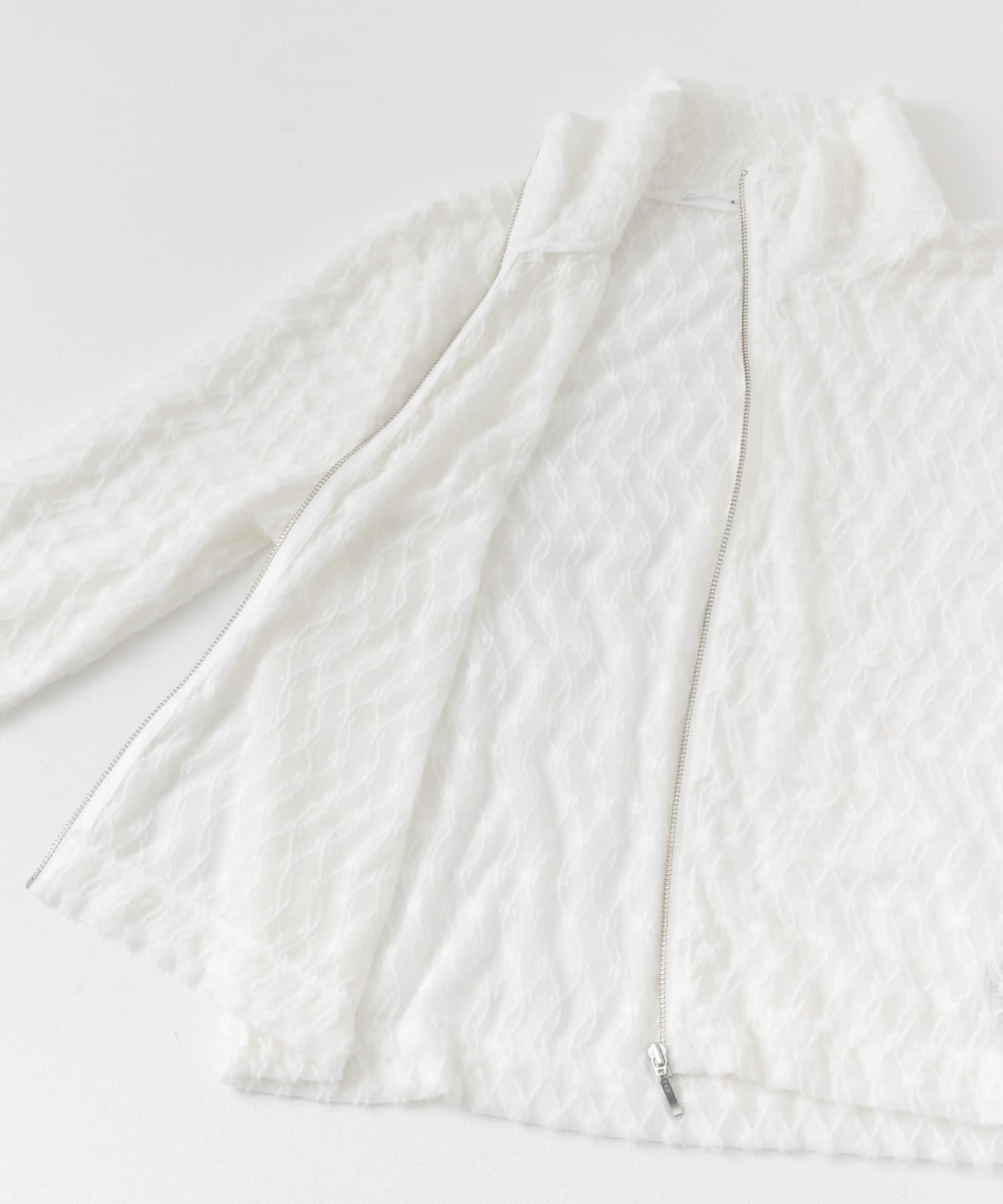 前拉鍊羽毛長袖T恤