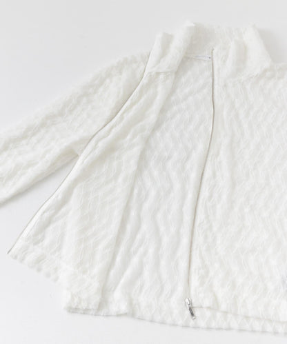 前拉鍊羽毛長袖T恤