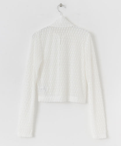 前拉鍊羽毛長袖T恤