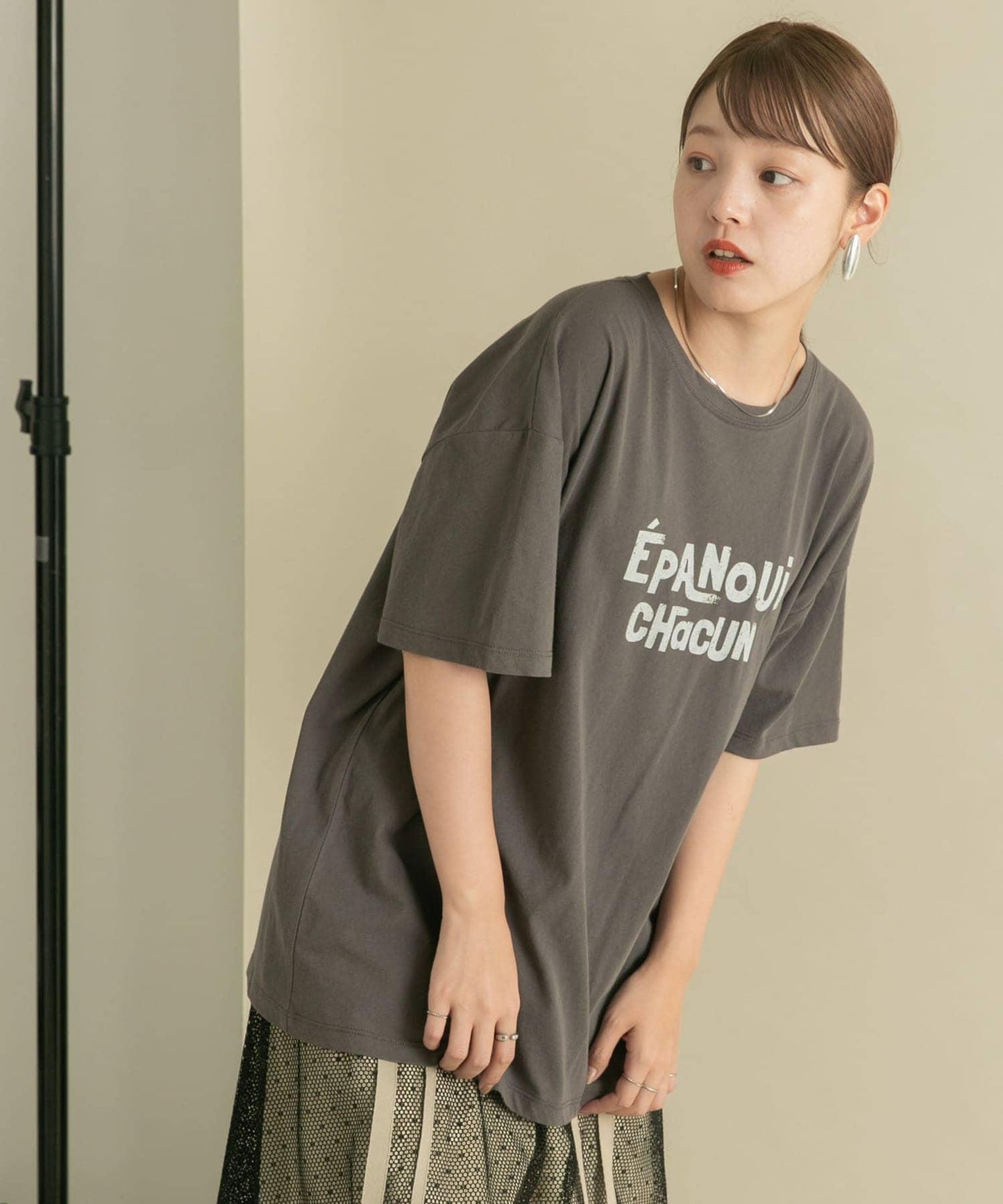 透視印花寬鬆T恤