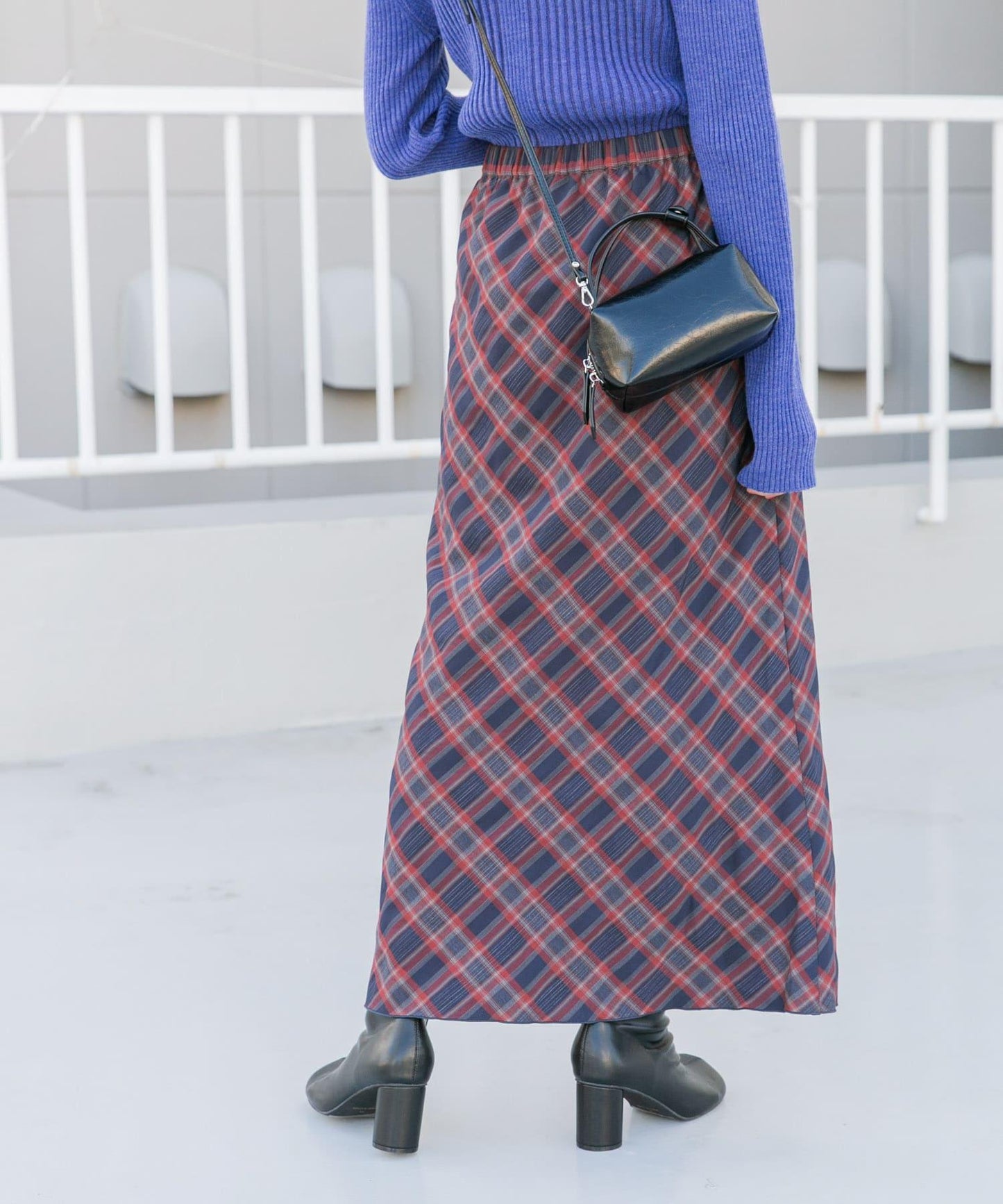 格紋窄身半身裙（帶內襯）