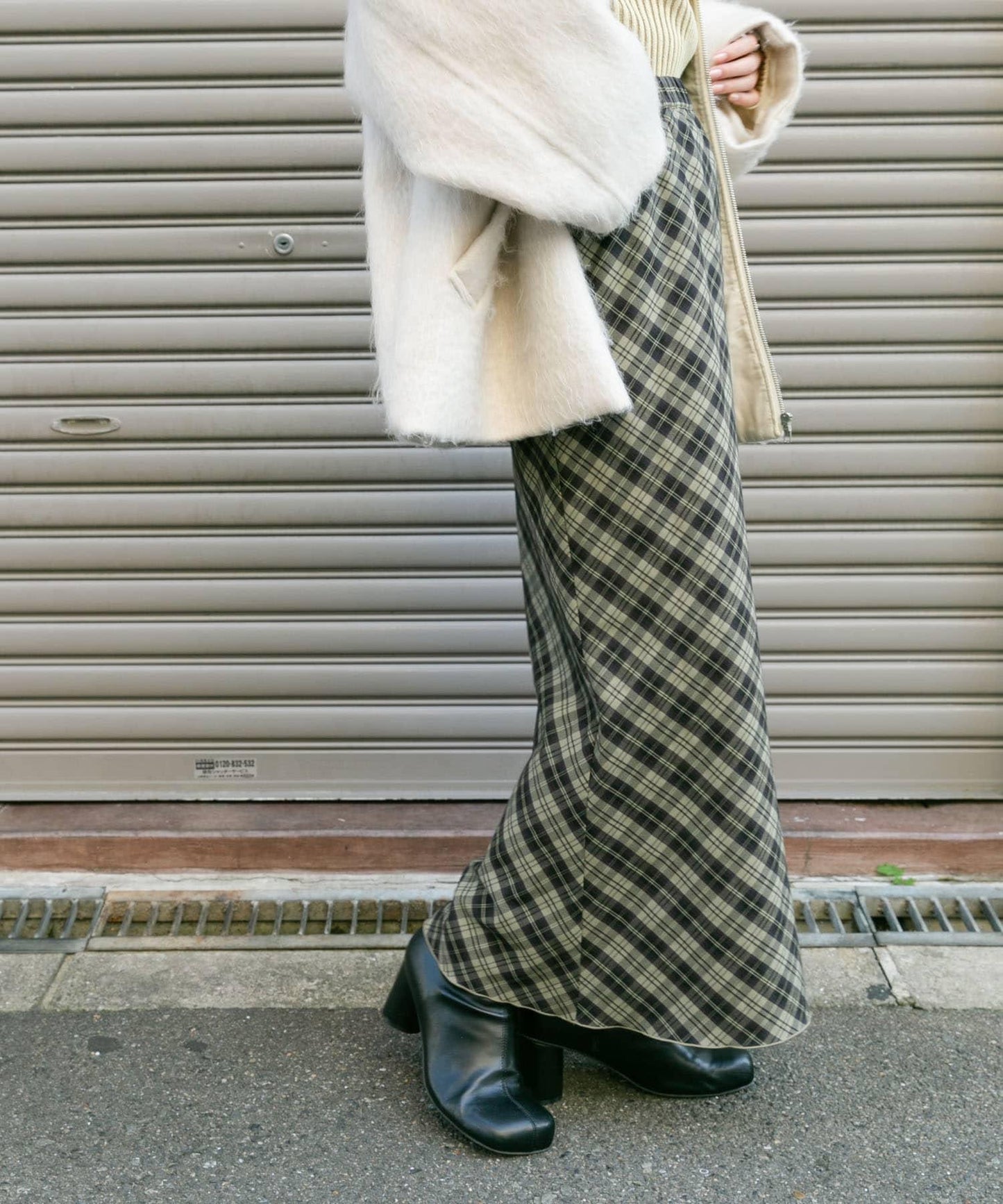 格紋窄身半身裙（帶內襯）