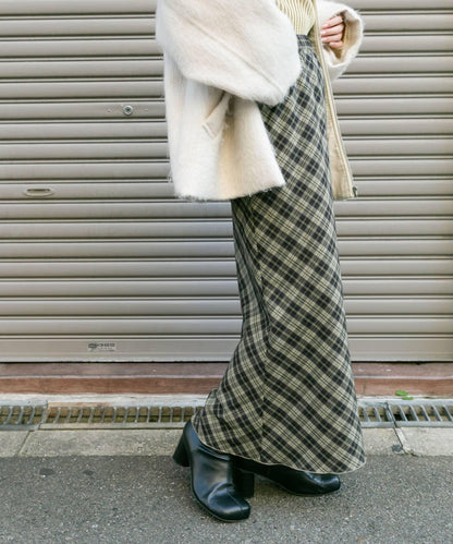 格紋窄身半身裙（帶內襯）