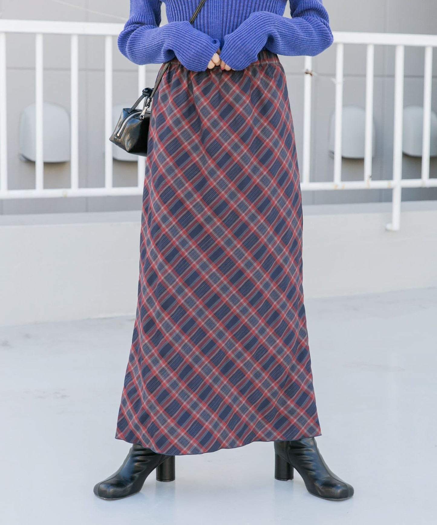 格紋窄身半身裙（帶內襯）