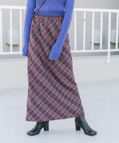 格紋窄身半身裙（帶內襯）