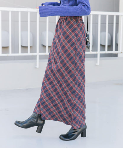 格紋窄身半身裙（帶內襯）