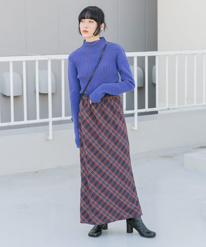 格紋窄身半身裙（帶內襯）