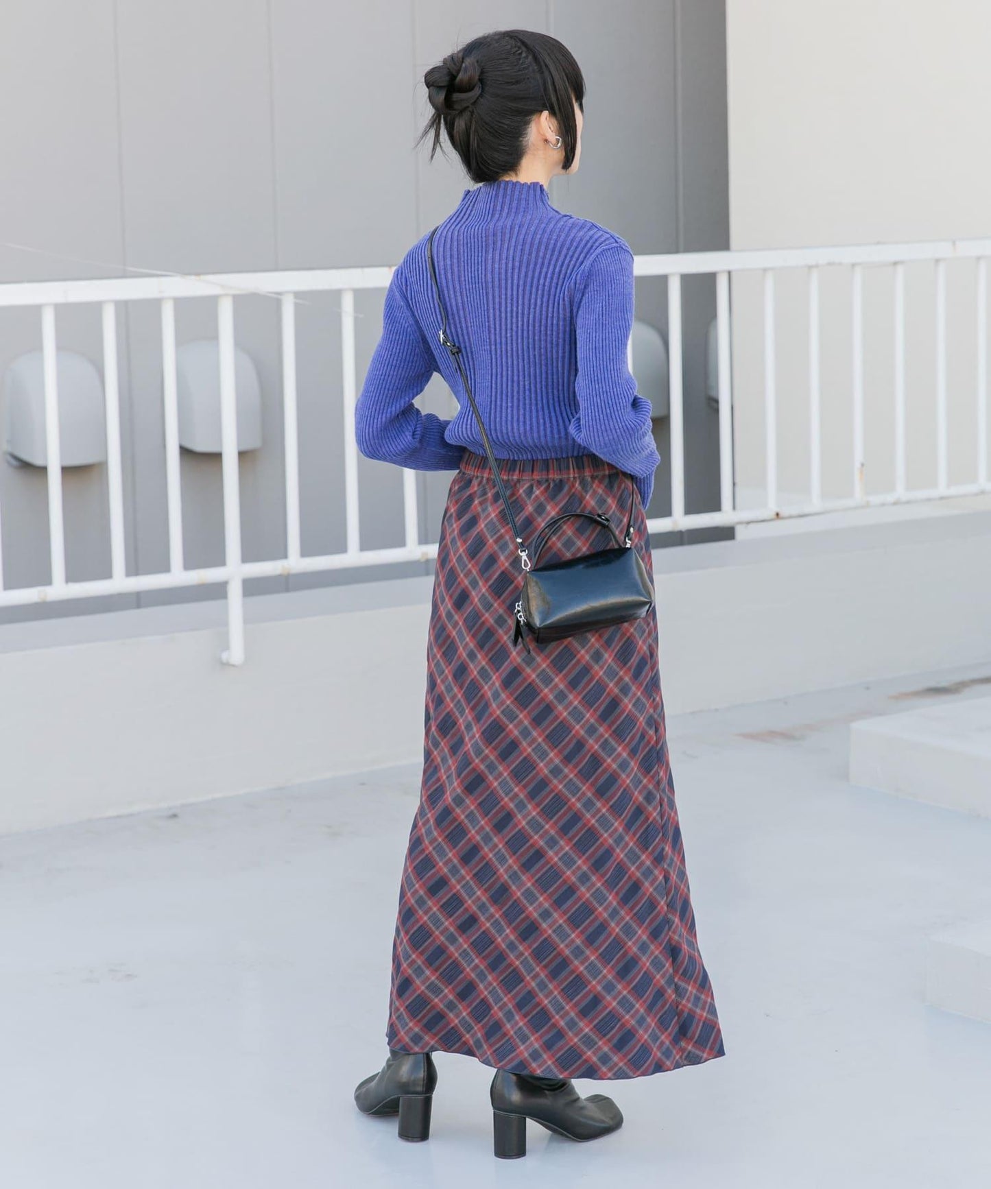 格紋窄身半身裙（帶內襯）