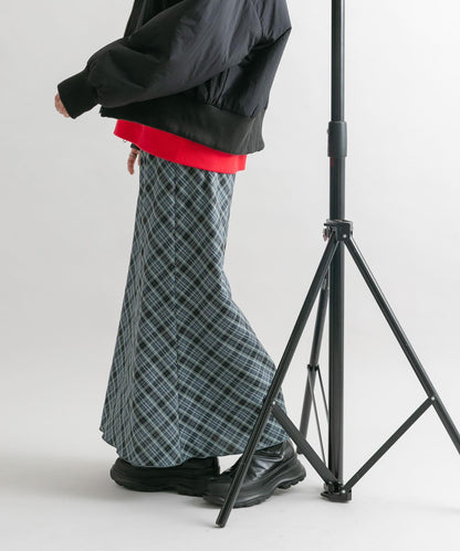 格紋窄身半身裙（帶內襯）