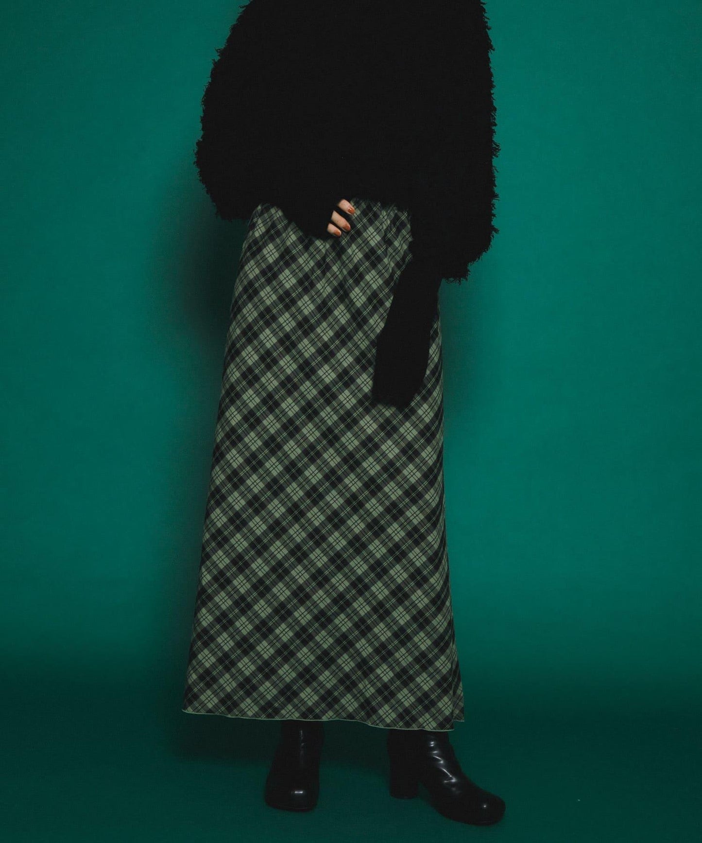 格紋窄身半身裙（帶內襯）