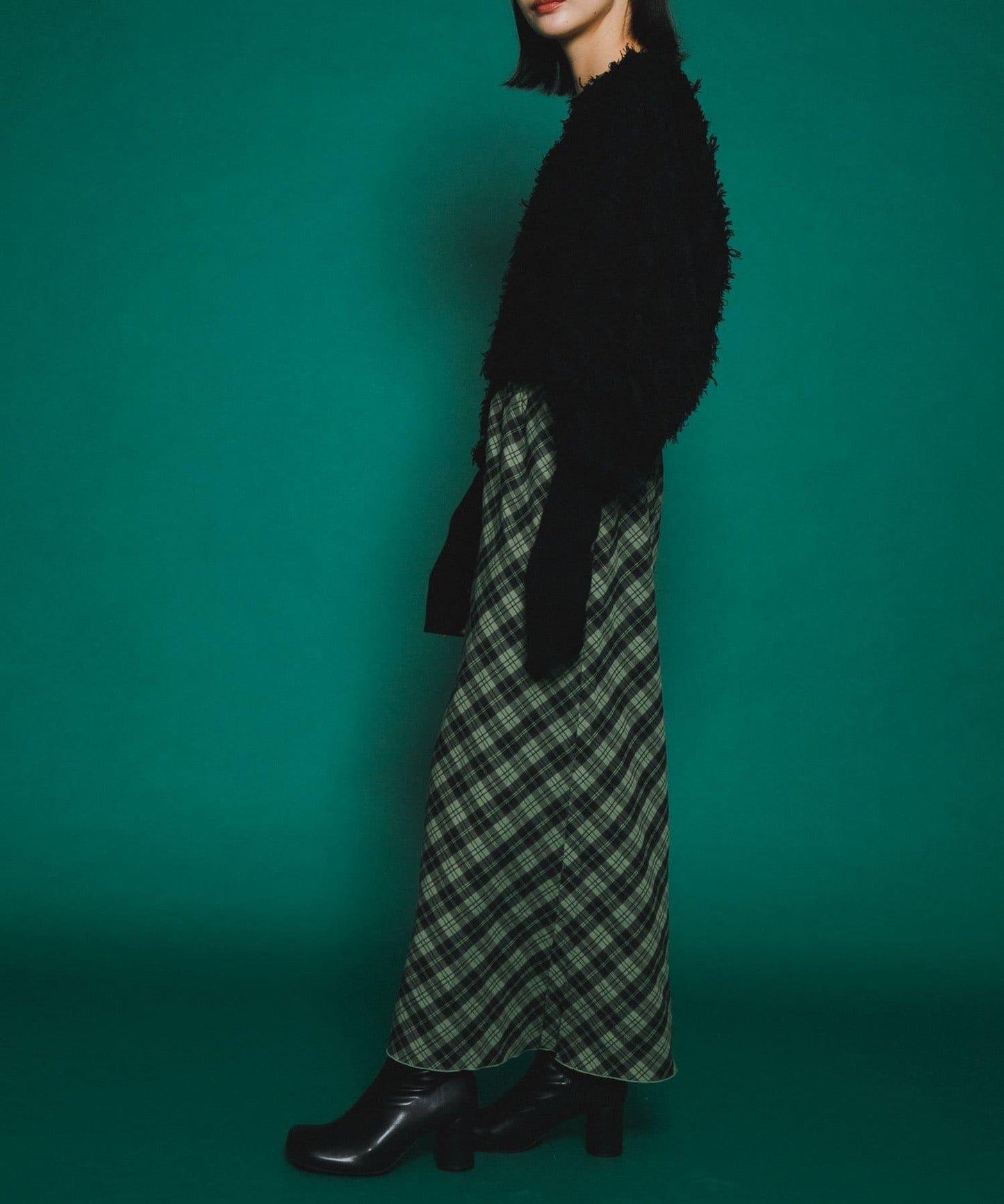 格紋窄身半身裙（帶內襯）