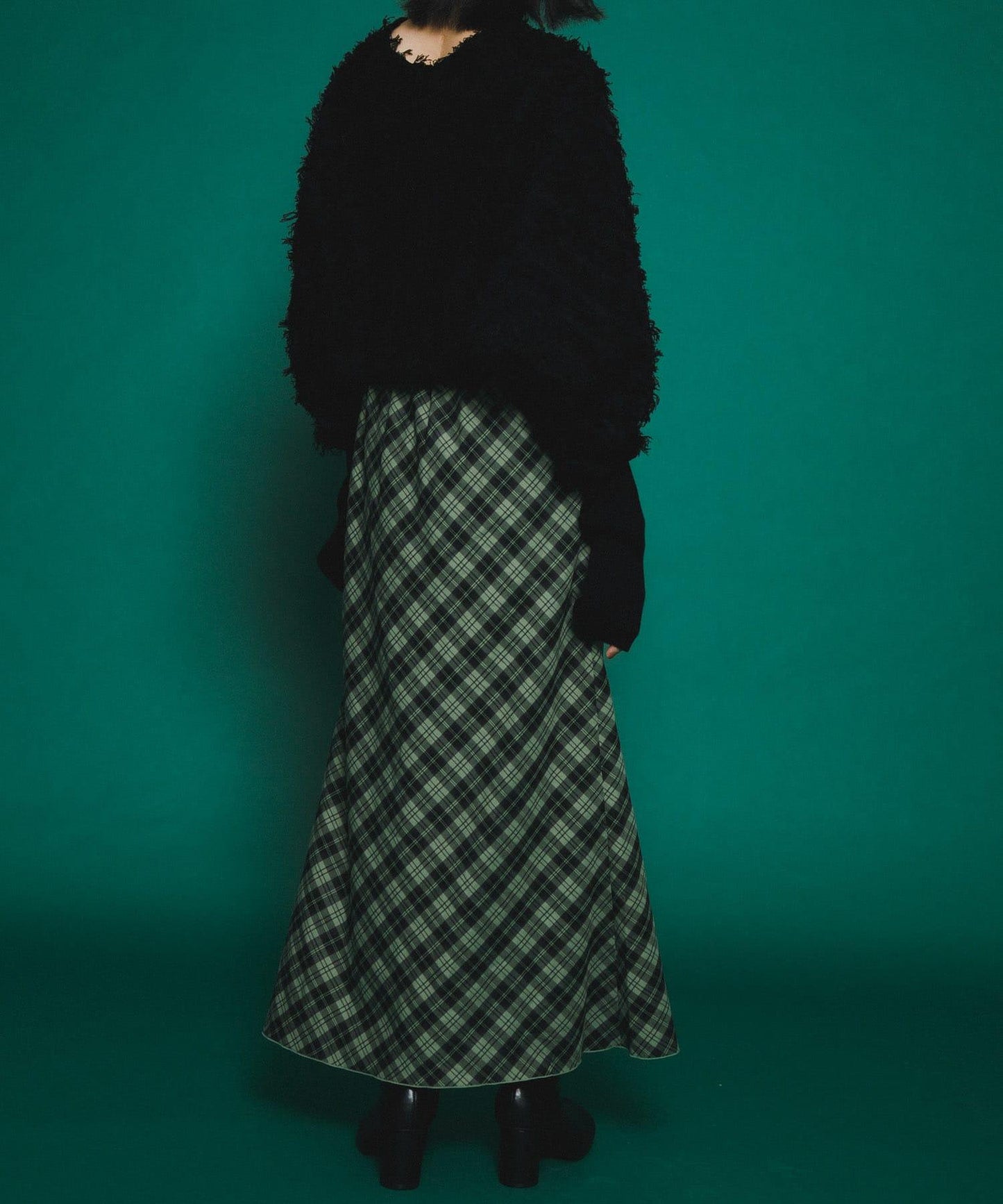 格紋窄身半身裙（帶內襯）