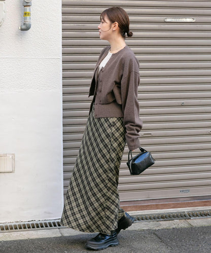 格紋窄身半身裙（帶內襯）