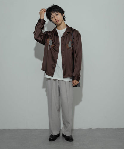 植物刺繡長袖襯衫