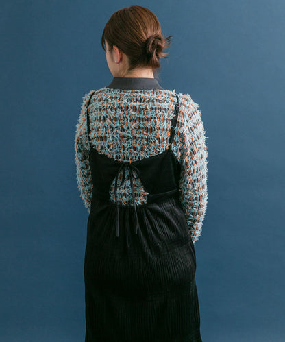 百褶吊帶連衣裙