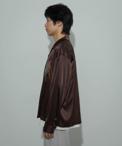 植物刺繡長袖襯衫