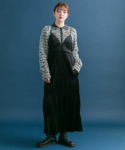 百褶吊帶連衣裙