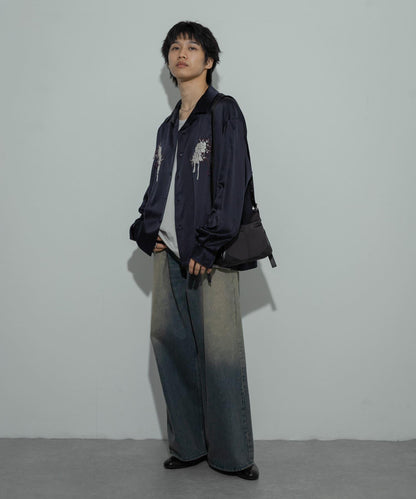 植物刺繡長袖襯衫