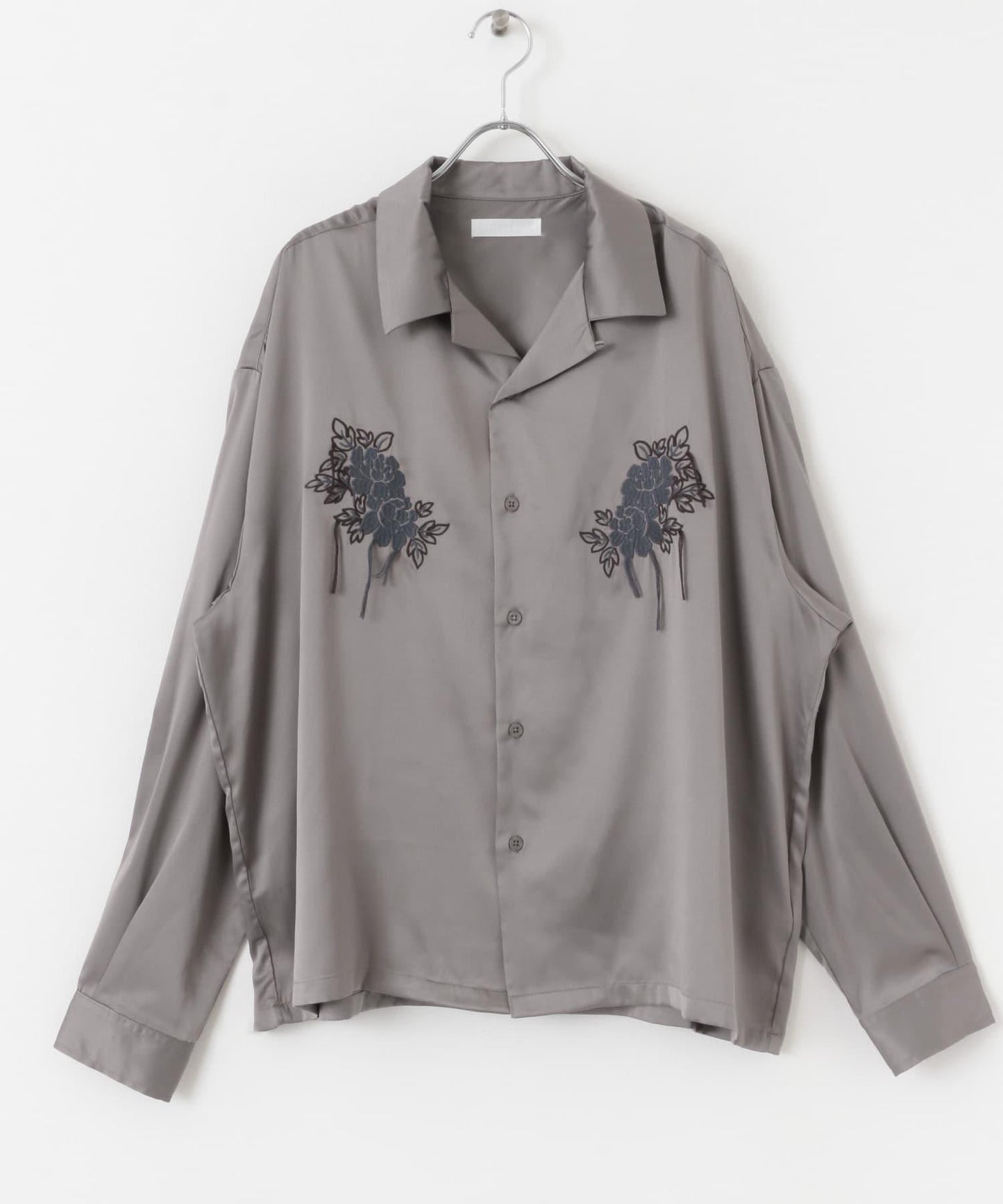 植物刺繡長袖襯衫