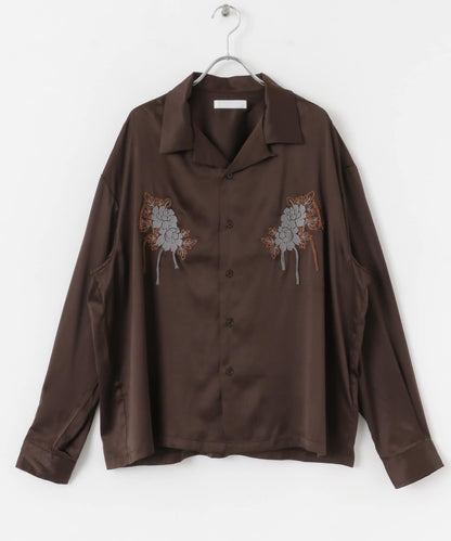 植物刺繡長袖襯衫