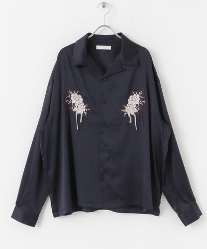 植物刺繡長袖襯衫