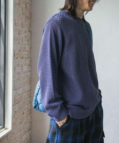 可水洗透視網紗圓領針織衫