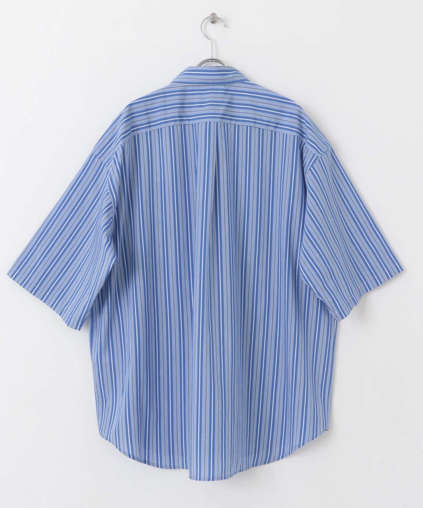 條紋CPO寬鬆襯衫（五分袖）