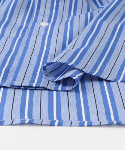 條紋CPO寬鬆襯衫（五分袖）