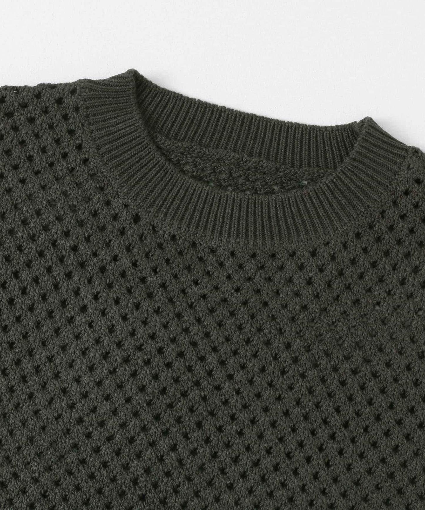 可水洗透視網紗圓領針織衫