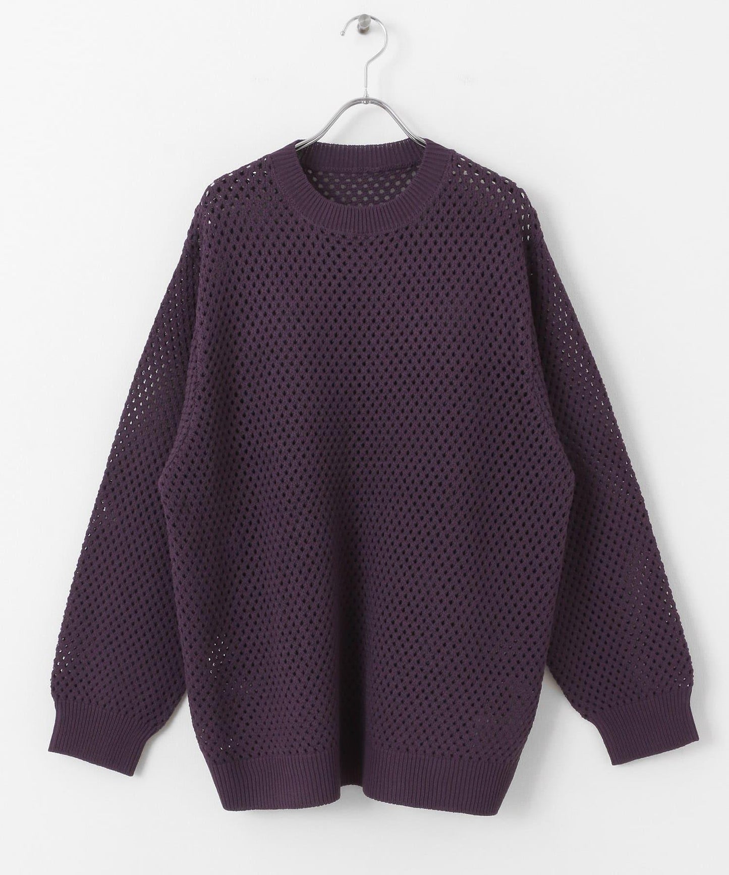 可水洗透視網紗圓領針織衫